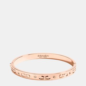 Coach Womens Kissing C Hinged Bangle - Rose Gold Metal - One Size