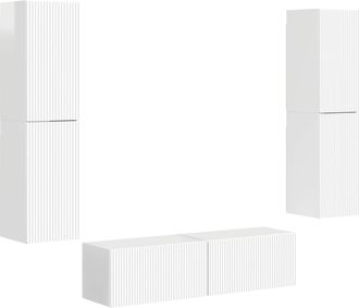 vidaXL Conjunto De Mueble De Tv 6 Uds. Brillante Madera De Ingenier&iacute;a Vidaxl