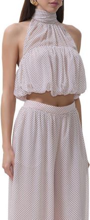 AFRM Laramie Pin Dot Halter Top in Mauve Pink Dot at Nordstrom, Size X-Large