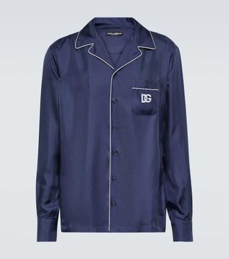 Dolce & Gabbana Camicia pigiama in seta con ricamo