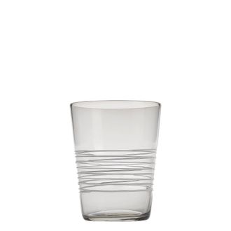 Zafferano Set 6 Bicchiere Tumbler Filante In Vetro Colorato Grigio Con Decoro A Fili Bianchi Lavorati A Mano Per Un Tocco Di Eleganza Contemporanea Tavola