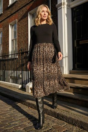 Roman 2-in-1 Animal Print Stretch Midi Dress