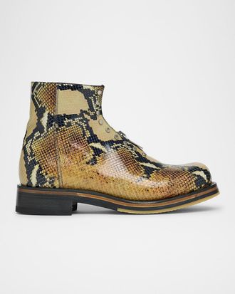 Alexander McQueen Mens Snake-Effect Maker Zip Boots