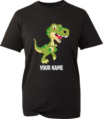 Generic Personalised Your Name Funny Dinosaur T-Shirt Funny Kids and Adults Dino Lovers T-Rex Unisex Birthday Gift Tee Top (Black, XL)