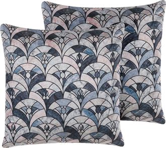Beliani Conjunto De Cojines Decorativos Patr&oacute;n Vintage Multicolor 45 X 45 Cm Accesorio Vintage Glamour Koodal