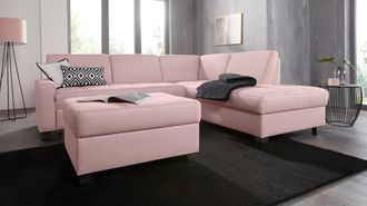 Domo Collection Ecksofa »Florentina zeitlos und elegant, Sitznähte als Designelement, L-Form« wahlweise mit Bettfunktion, mit Kontrastnaht, Komfortsitzhöhe 47cm