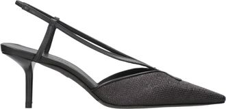 Max Mara Slingbacks van canvas met raffia-effect - Dames - Pumps - Zwart - 40 EU - Leer - Schoenen