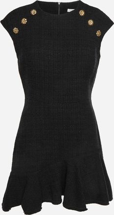 Sandro Black Tweed Asymmetric Mini Dress