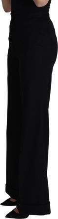 Dolce & Gabbana Black Cashmere Wide Leg Women Trouser Womens Pants