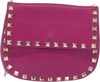 Valentino Pre-owned Rockstud Saddle Crossbodytas - Dames - Vintage Schoudertas - Roze - ONE Size - Leer - Vintage