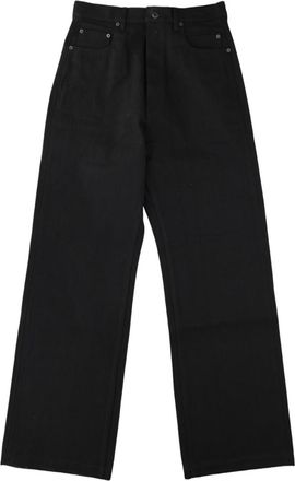 Rick Owens Black High-Waist Wide-Leg Cotton Jeans