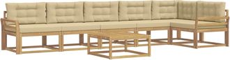 vidaXL Conjunto De Sof&aacute;s De Exterior 7 Uds. Y Beige Poli&eacute;ster Vidaxl