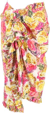 Dries Van Noten Sina Floral Printed Midi Ruffled Skirt in Multicolor Cotton
