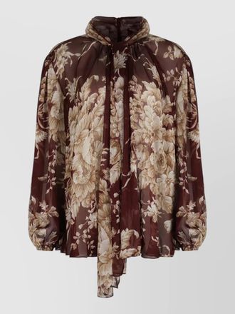 Dolce & Gabbana floral-print silk tie-neck blouse