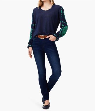 Nic+Zoe Oceanic Long Sleeve Sweater In Indigo Multi