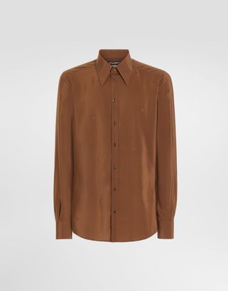 Dolce & Gabbana Gold Silk Shirt - Man Shirts Brown 40