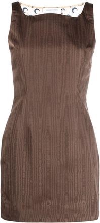 Marine Serre Regenerated moire minidress - women - Polyester/Recycled Polyamide/Recycled Polyester/Elastane/Cotton - 38 - Brown