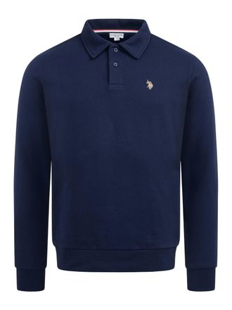 U.S.Polo Association USEthaan heren sweatpolo met lange mouwen - knoopsluiting & geborduurd logo