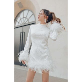 Untamed Petals Chrishell Mini Dress in Ivory at Nordstrom, Size 00