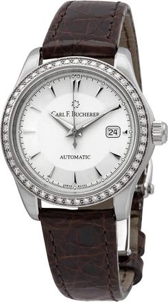 Bucherer Manero Autodate Automatic Diamond Silver Dial Watch 00.10911.08.13.11