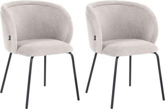 Beliani Set of 2 Dining Accent Chairs Off-White Upholstery without Armrests Metal Base Retro Design SARASOTA
