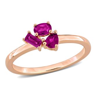 Mimi & Max Multi-Gem Three Stone Cluster Ring Sterling Silver