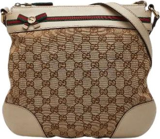 Gucci Pre-owned Cross Body Bags, female, Beige, Size: ONE SIZE Pre-owned Canvas Crossbody Bag