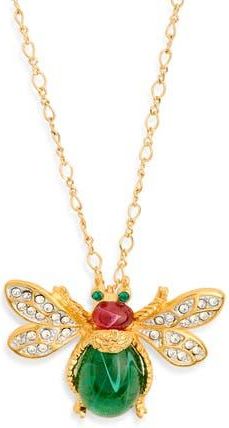 Kenneth Jay Lane Crystal Bee Pendant Necklace in Polished Gold at Nordstrom Rack
