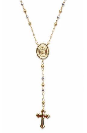The M Jewelers NY Two Tone Rosary Cross Pendant Necklace in Gold/Silver at Nordstrom