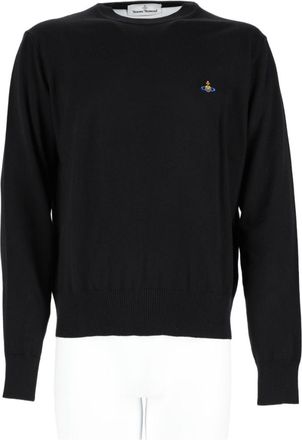 Vivienne Westwood Black Cotton-Blend Logo Knit Sweater