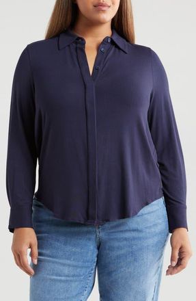 Universal Standard Elbe Button-Up Shirt in Midnight at Nordstrom, Size 2Xl