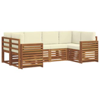 vidaXL Conjunto De Sof&aacute; Seccional Con Coj&iacute;n 6 Pcs Natural Y Crema Vidaxl