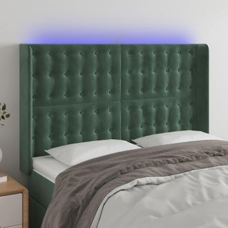 vidaXL Cabecero Con Led De Terciopelo Verde Oscuro 147x16x118/128 Cm Vidaxl