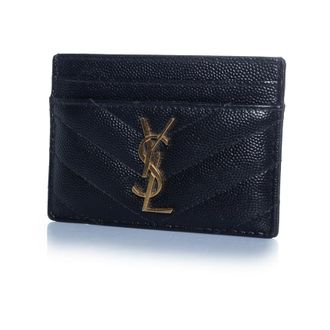 Saint Laurent Saint Laurent, zwarte leren kaarthouder met logo