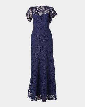 Shoshanna Manuela A-Line Floral Lace Gown