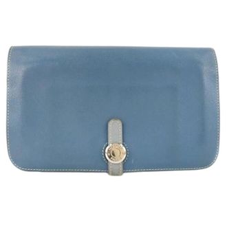 Herm&egrave;s Pre-owned Dogon Duo Gecombineerde Portemonnee - Dames - Vintage Accessoires - Blauw - ONE Size - Leer - Vintage