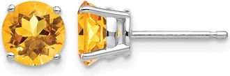 Diamond2Deal 14k White Gold 6mm Citrine Earrings