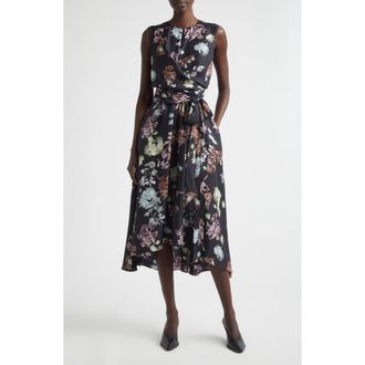 Altuzarra Penny Floral Print Silk Dress in Black Flowers at Nordstrom, Size 10 Us