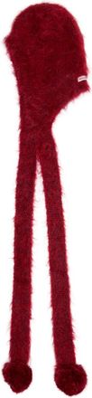 Acne Studios Pom-pom Brushed Mohair-blend Hood - Burgundy - One Size