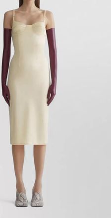 MUGLER ribbed square neck midi dress
