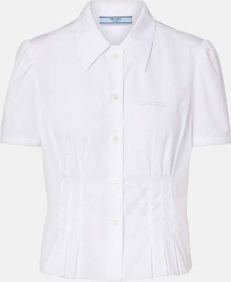 Prada Camisa de popel&iacute;n de algod&oacute;n fruncida