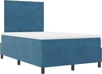 vidaXL Box Spring Bed with Mattress Dark blue 120 x 190 cm Velvet vidaXL