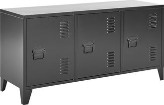 Beliani Beliani - Aparador De Metal Negro 120 X 40 Cm 3 Puertas Estantes Gesti&oacute;n Cables Cardiff