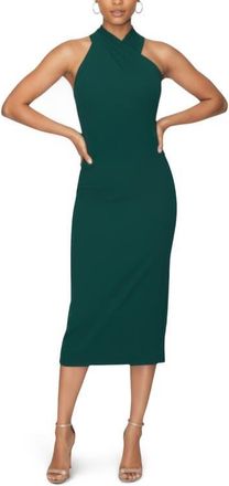 Rachel Roy Harland Crossover Halter Midi Dress in Evergreen at Nordstrom, Size X-Small