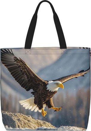 Generic Bald Eagle Flying Shopping Bag Reusable Carry Bag Foldable Handbags For Casual Camping Travel