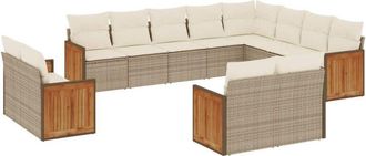 vidaXL Set De Sof&aacute;s De Jard&iacute;n 12 Pzas Y Cojines Rat&aacute;n Sint&eacute;tico Marr&oacute;n Vidaxl