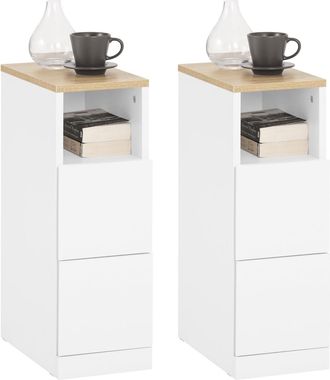 SoBuy Sobuy Mesilla De Noche Con 2 Cajones Blanco 35x20x60cm Moderno Fbt149-wnx2