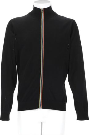 Paul Smith Full-Zip Black Cardigan With Multicolored Stripe Detail