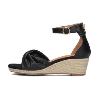Omoda Schoenen, Dames, Zwart, 37 EU, Leer, Zwarte Espadrilles met Sleehak