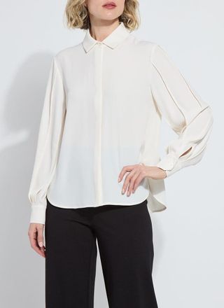 Lyss&eacute; Ivette Pleated Balloon Sleeve Blouse